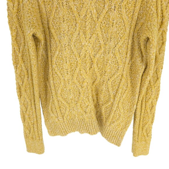 Banana Republic Cable-Knit Crewneck Sweater Marled Yellow Preppy Cheery Cotton M - Picture 3 of 16